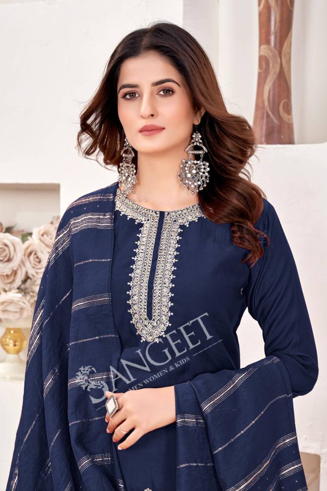 Shakti By Sangeet Roman Silk Designer Kurti With Bottom Dupatta Wholesale Price In Surat